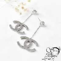 گوشواره نقره طرح چنل کد3066