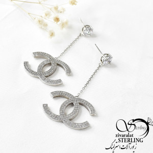 گوشواره نقره طرح چنل کد3066