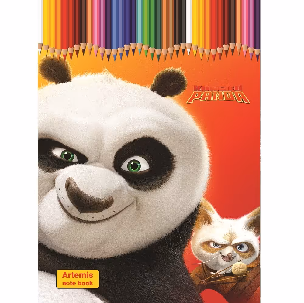 دفتر نقاشی پاندای کونگ فو کار - دفتر نقاشی فانتزی 20 برگ رحلی (40 صفحه سایز A4)
