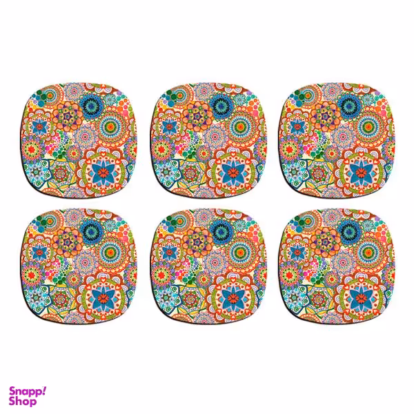 زیر لیوانی مدل ماندالا رنگی کد 513 بسته 6 عددی
