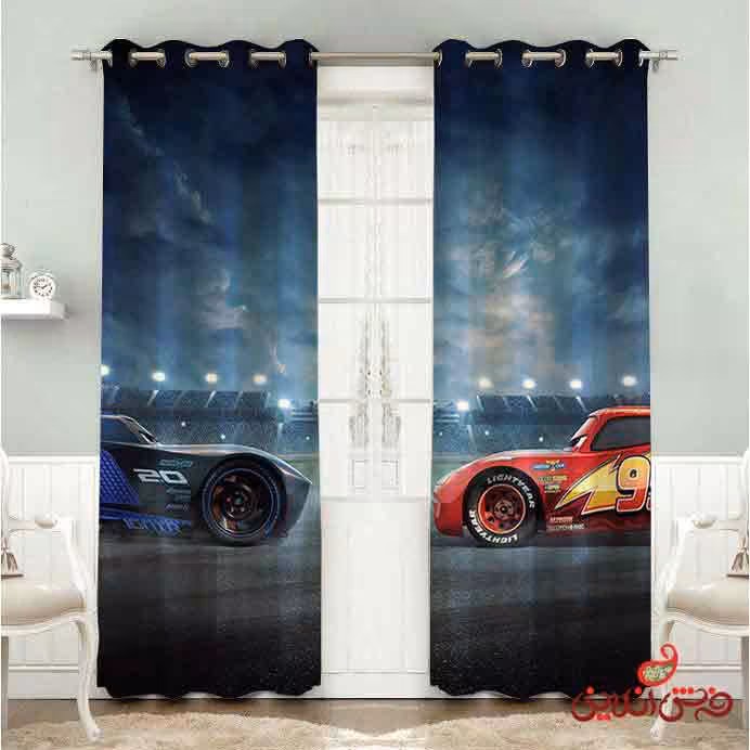 پرده 2عددی کودک طرح انیمیشن ماشین ها (مکویین) کد 2339