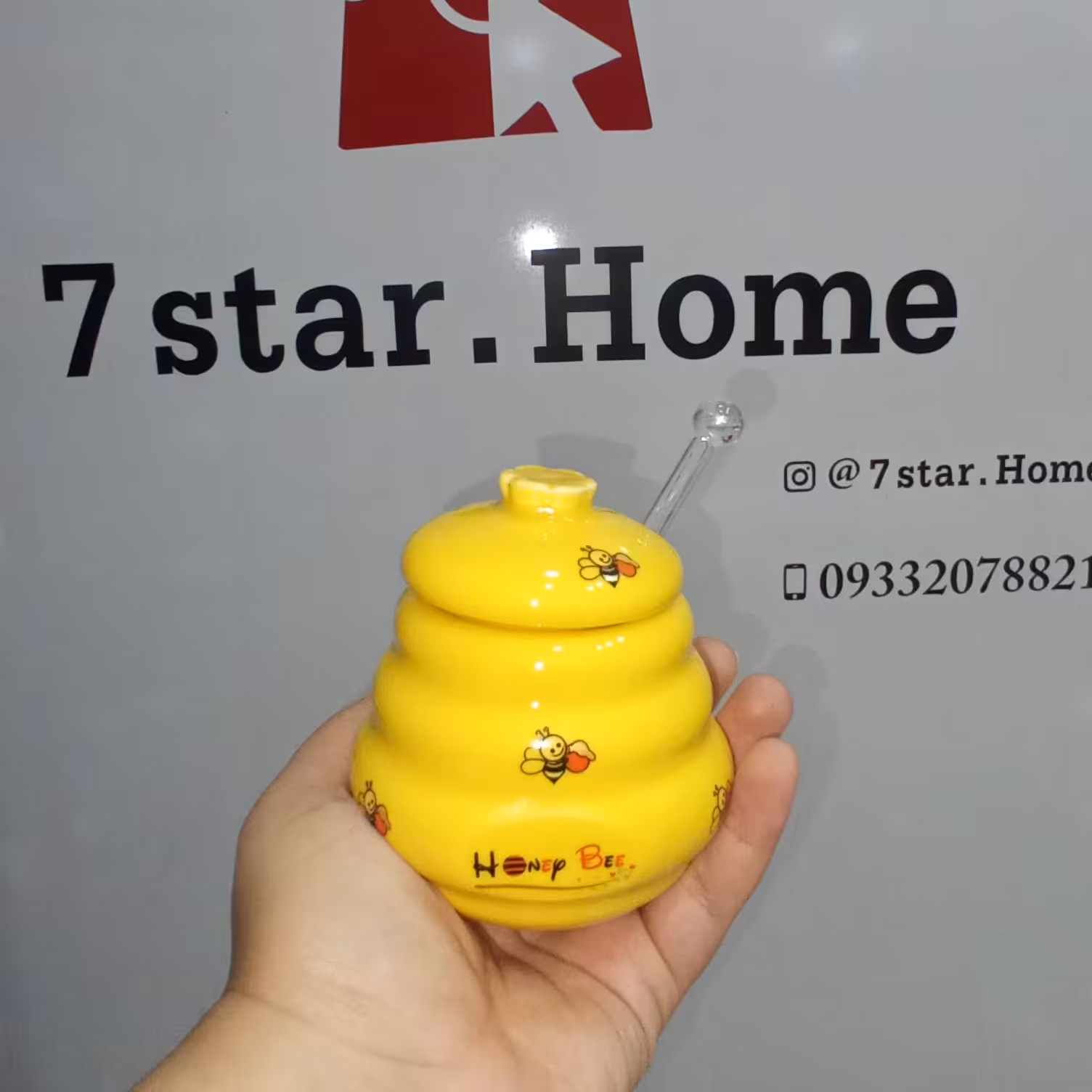 عسل خوری سرامیکی،با قاشق مخصوص عسل خوری ،در چهار رنگ زیبا