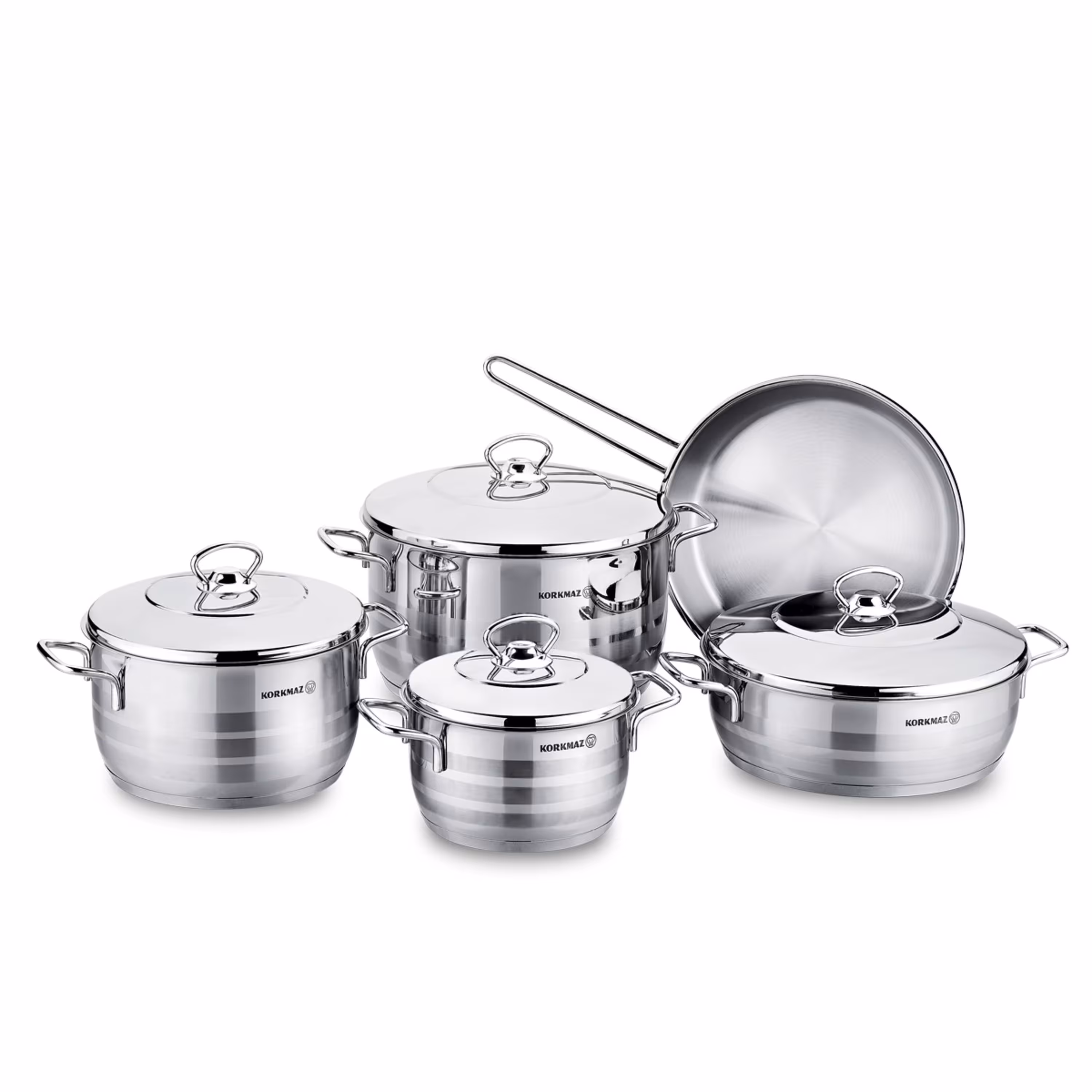 سرویس قابلمه 9 پارچه استیل کرکماز مدل korkmaz astra a1900  اورجینال