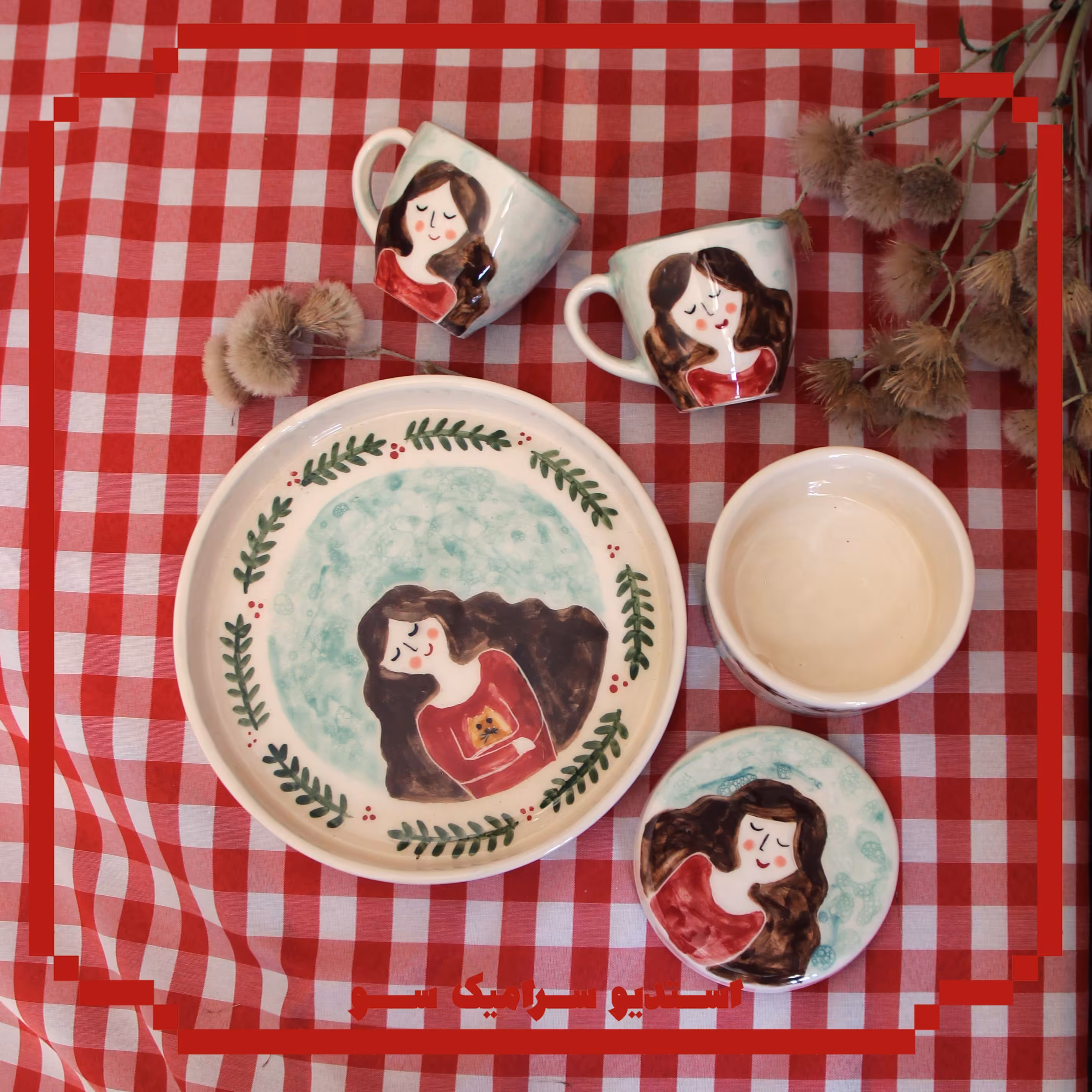 ست چای خوری دو نفره سرامیکی دستساز ارسال با چاپار