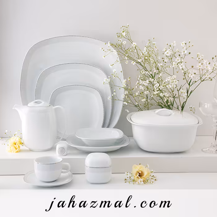 سرویس چینی زرین طرح لورن پلاتینی 98 پارچه