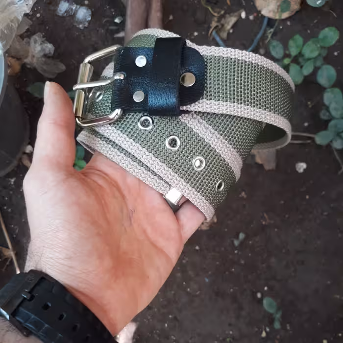 کمربند تاکتیکال برزنت-چرم مناسب کوهنوردی - دوچرخه سواری و سایر  طرح پارالل کالر 