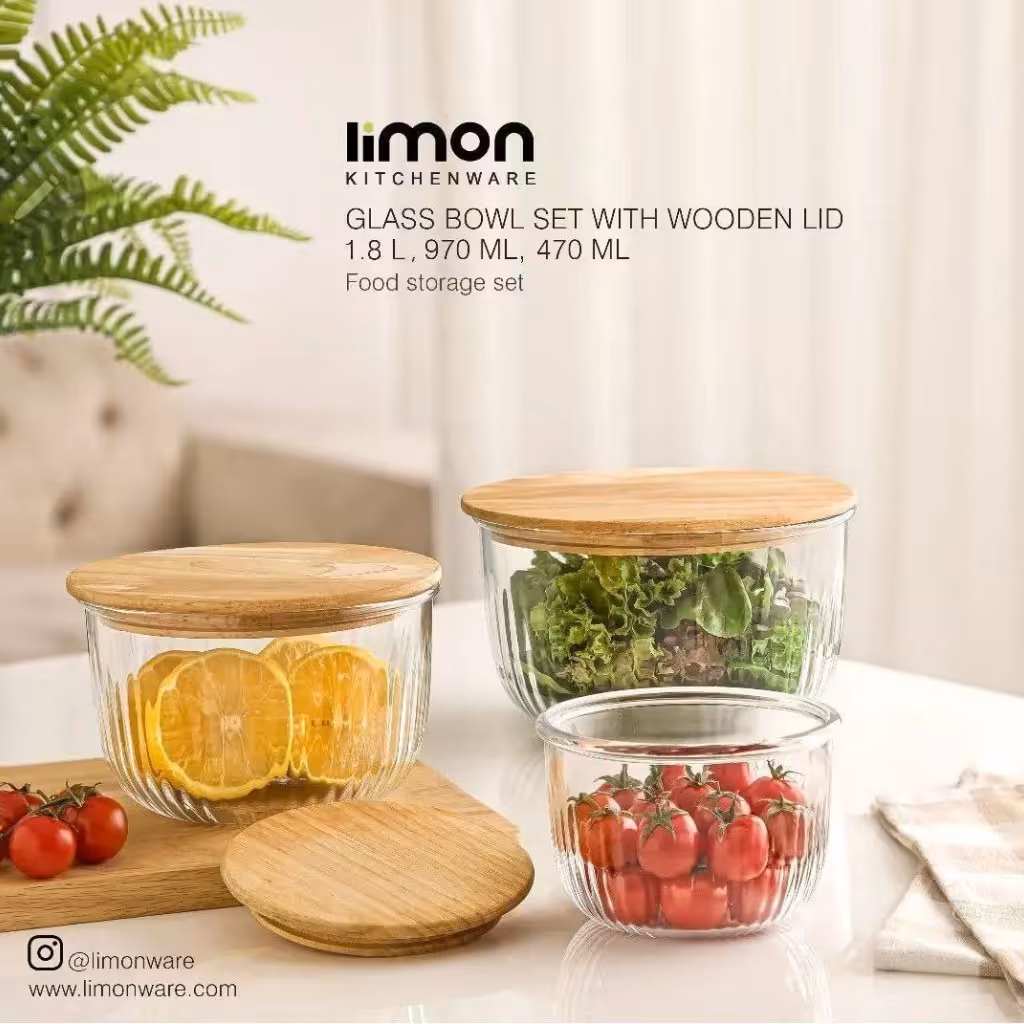 ظروف نگهدارنده شیشه ایی لیمون