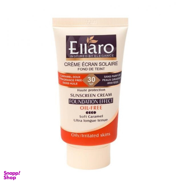 کرم ضد آفتاب فاقد چربی الارو (Ellaro) با SPF30 مدل High Protection رنگ کاراملی حجم 40 میلیلیتر