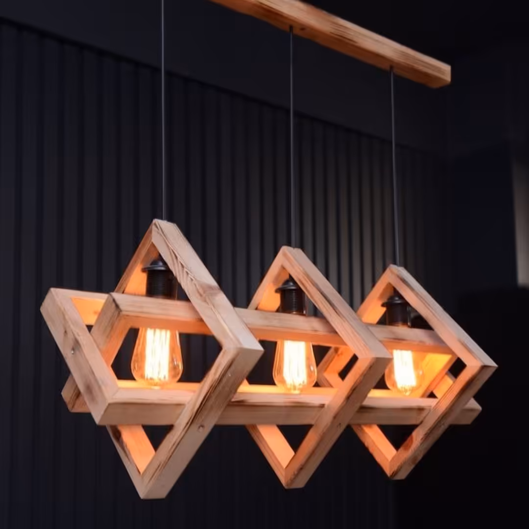 لوستر دکوراتیو چوبی ، یه کار بسیار خاص و شیک ، در ابعاد و رنگ های متنوع