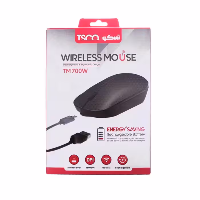 ماوس بی سیم تسکو شارژی مدل TM700W رنگ مشکی 