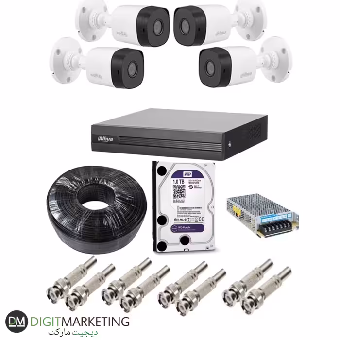 پک دوربین 4 عددی داهوا بهمراه کلیه لوازم و گارانتی دوساله (پس کرایه)