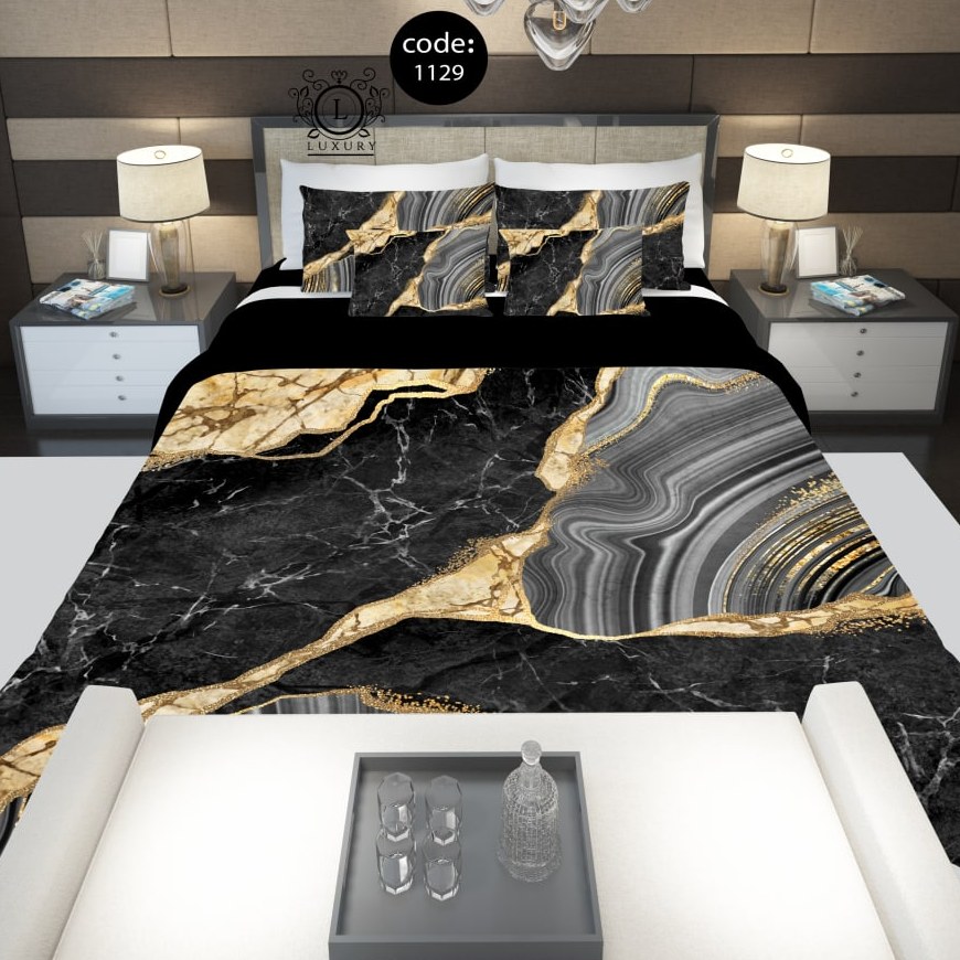 سرویس  روتختی دونفره 8تکه چاپی قابل ست با پرده با انتخاب جنس پارچه کد1129