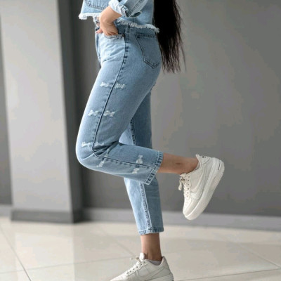 شلوار جین مام استایل راسته مدل مونا