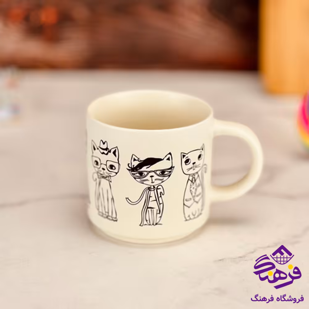 لیوان سرامیکی گربه سفید