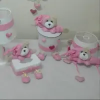 جادستمالی و سطل زباله و لوستر خرس نانان - تم صورتی