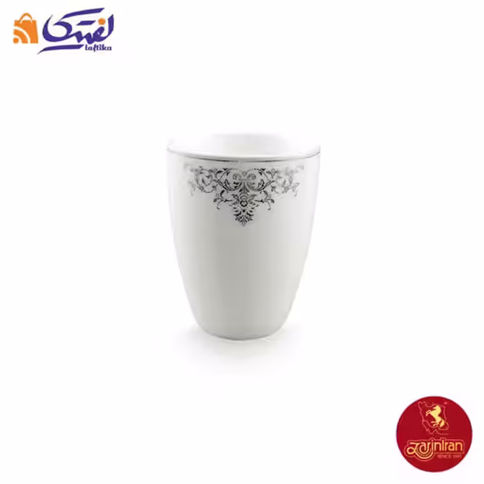 لیوان بدون دسته چینی زرین کواترو طرح مونت کارلو پلاتینی 280 سی سی