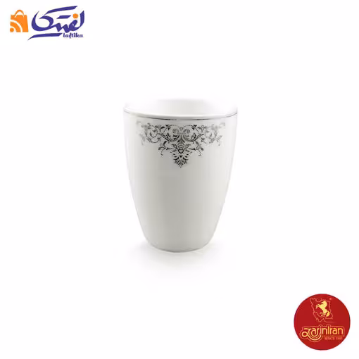 لیوان بدون دسته چینی زرین کواترو طرح مونت کارلو پلاتینی 280 سی سی
