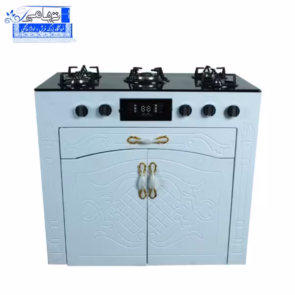 اجاق گاز طرح فر پنج شعله MDF صفحه شیشه ای
