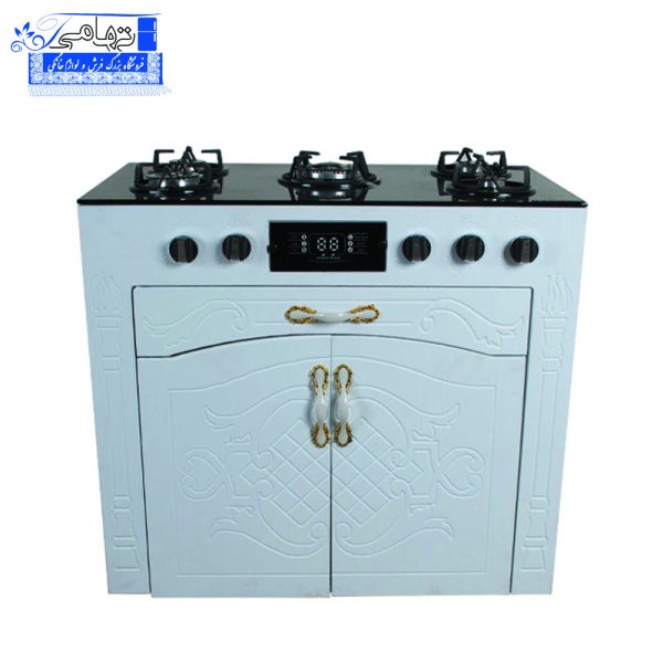 اجاق گاز طرح فر پنج شعله MDF صفحه شیشه ای