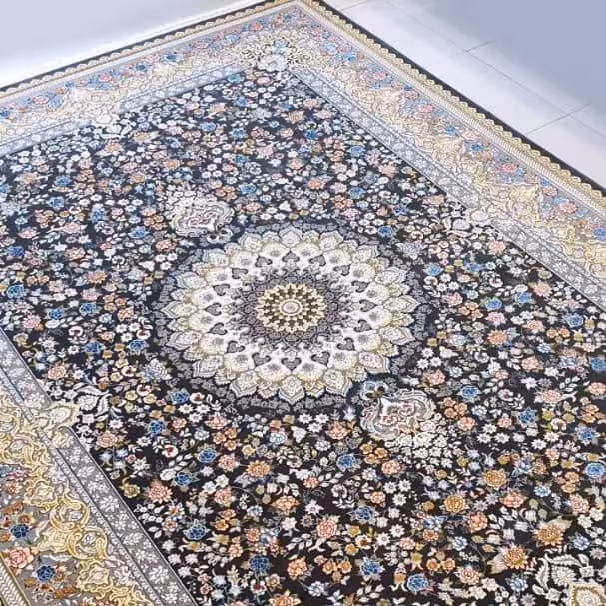 فرش ماشینی 6متری گل برجسته700شانه تراکم3000طرح نگار متالیک