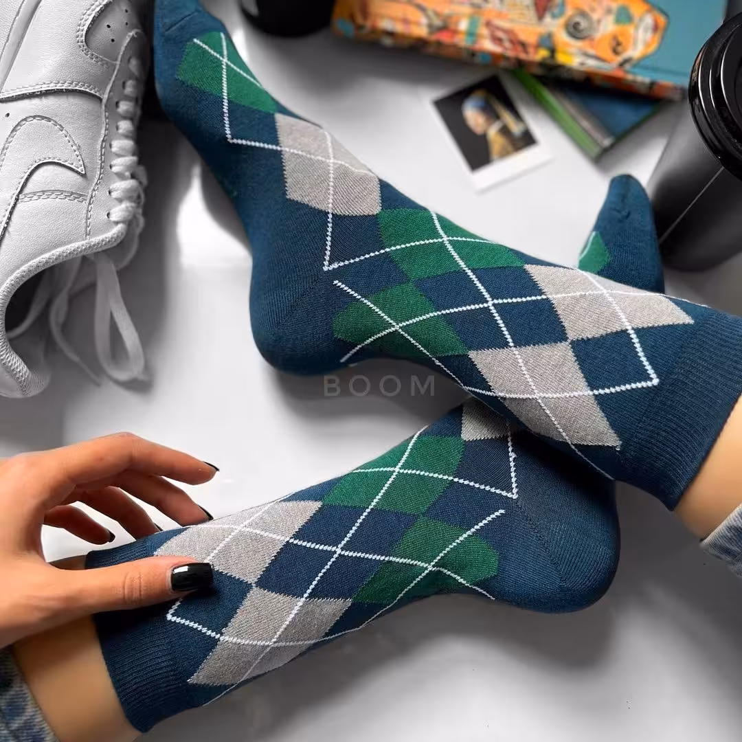 جوراب اسکاچی ساقدار تم سورمه ای نخ پنبه فری سایز