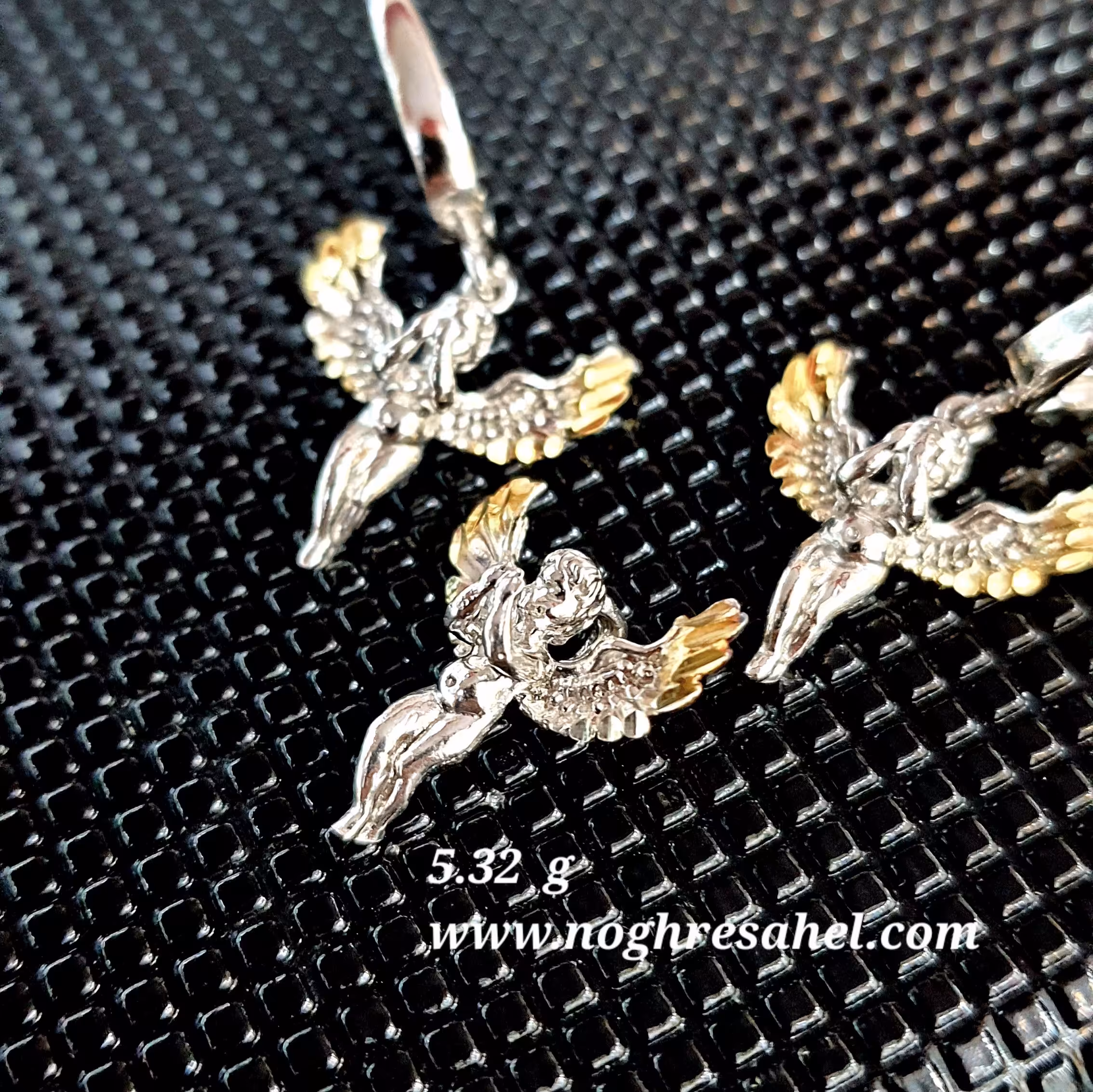 نیمست فرشته نقره عیار 925  ساخت ایتالیا با روکش طلای سفید