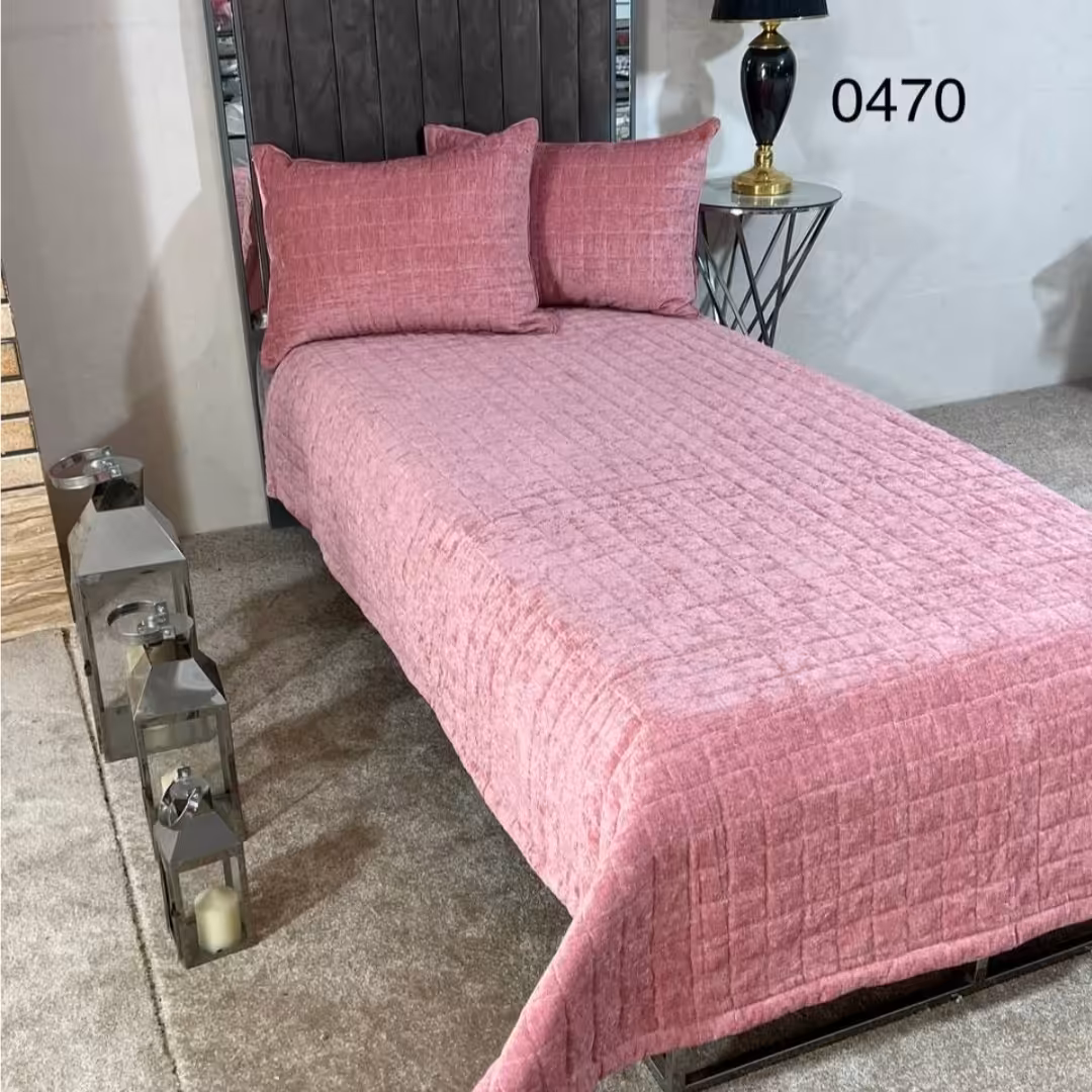 روتختی یک نفره  4 تکه مخمل پنبه دوزی دو رو (ضمانت پرز و رنگ )