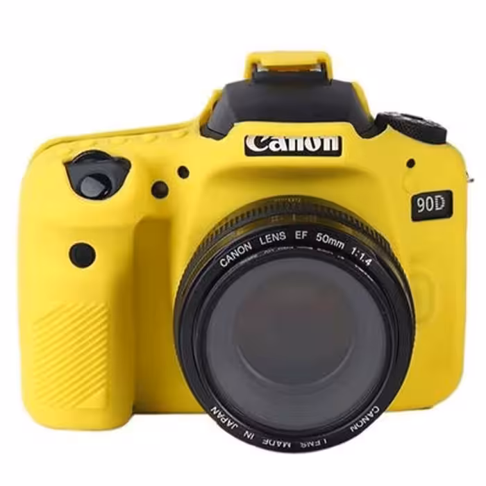 کاور سیلیکونی کانن Silicon cover of Canon camera 90D رنگ زرد