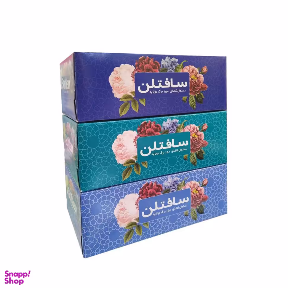 دستمال کاغذی 150 برگ سافتلن مدل 15003 مجموعه 3 عددی