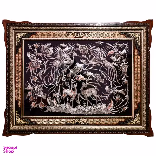 تابلو خاتم و قلمزنی طرح سی مرغ و غزال مدل 458943