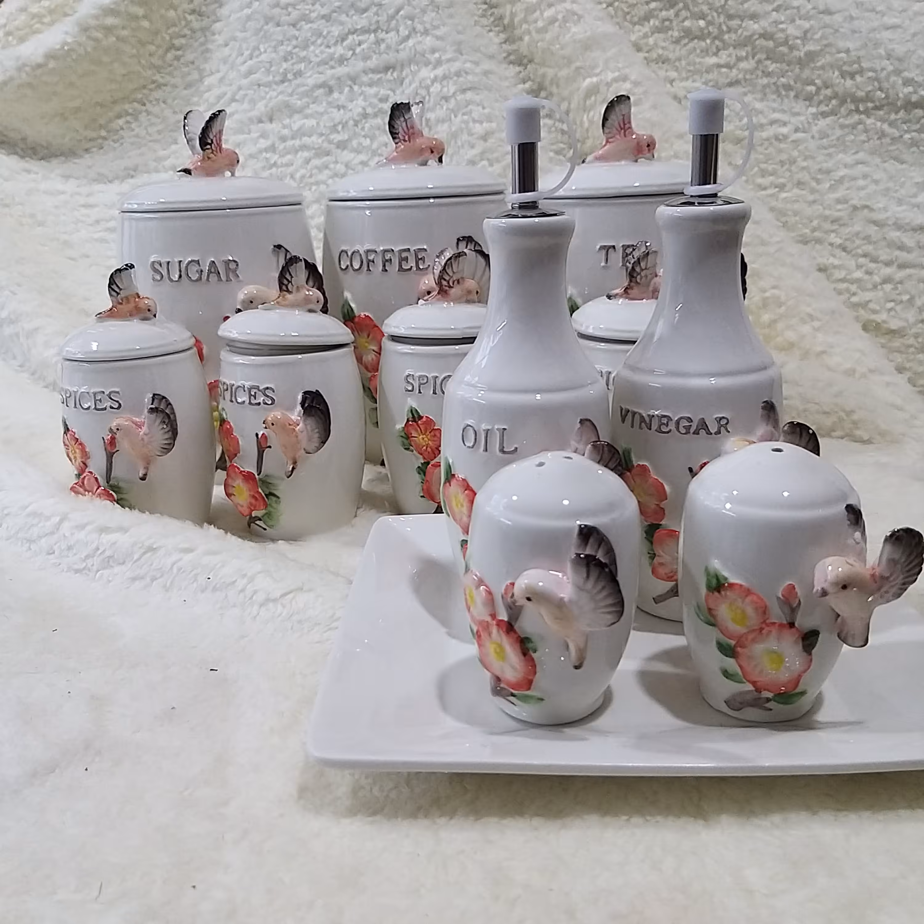 پاسماوری سرامیکی گل برجسته 12 پارچه درجه یک و زیبا 