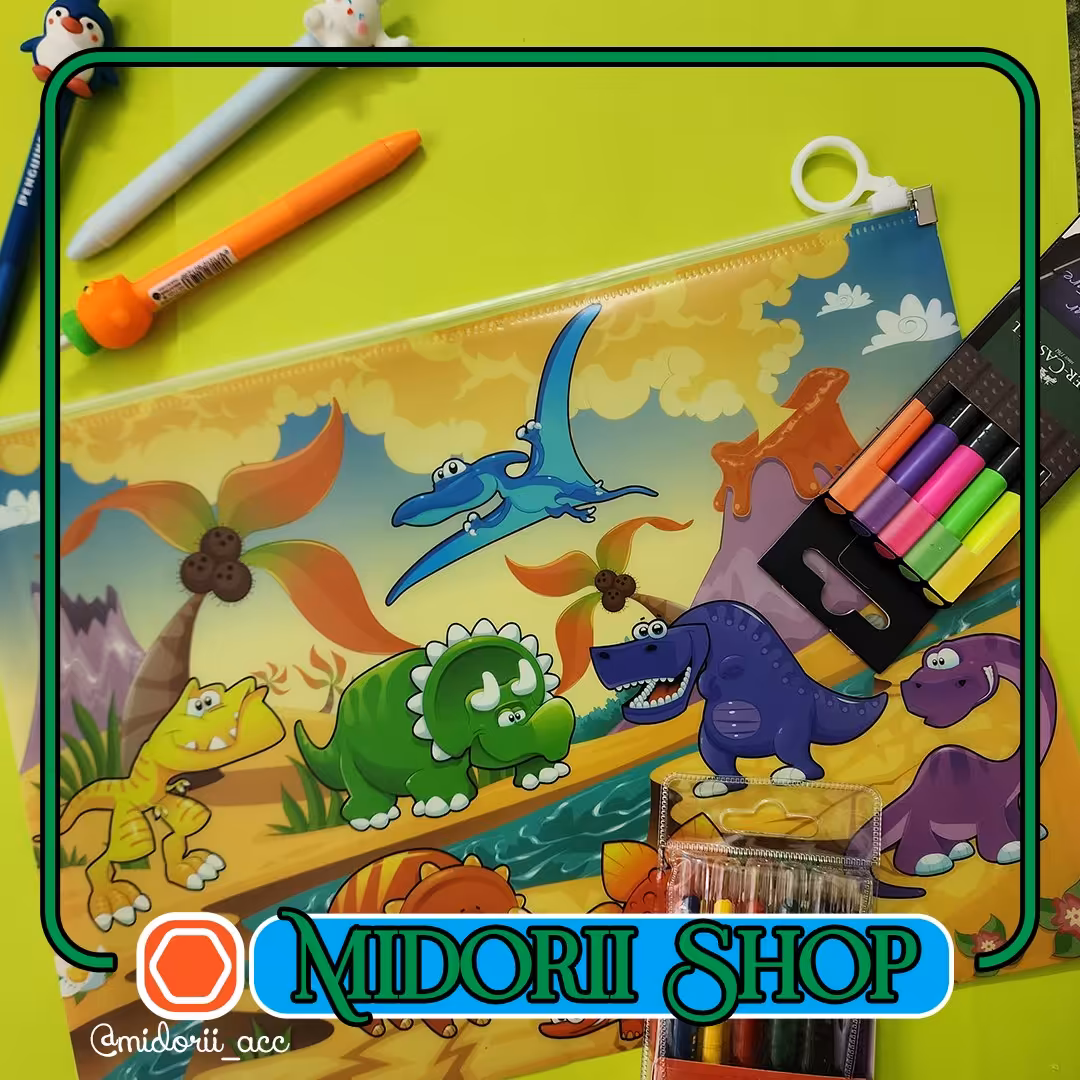 پوشه فانتزی زیپ دار سایز A4 - طرح دایناسورها 2