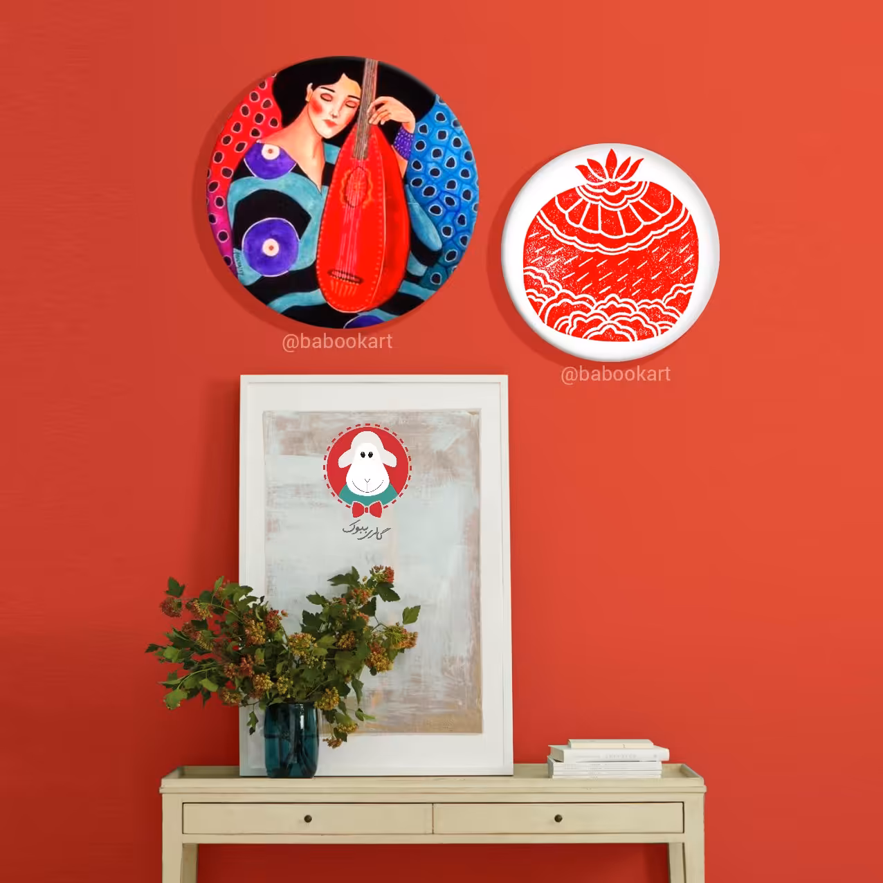 مجموعه دو تایی بشقاب سفالی دیوارکوب شب یلدا