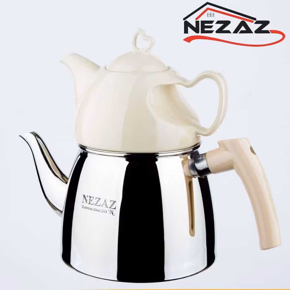 کتری قوری نزاز کد 2403 --- 3 لیتر هرمی لوله دار 