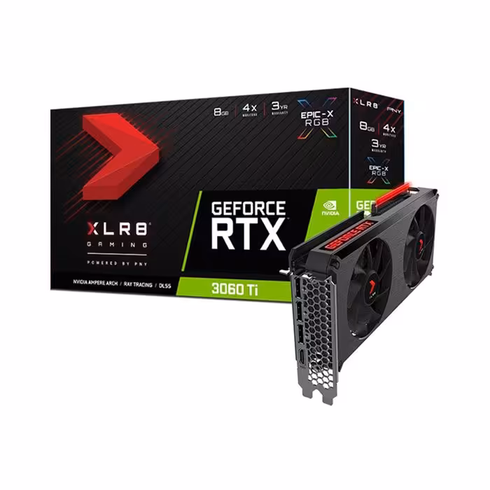 کارت گرافیک پی ان وای GeForce RTX 3060 Ti 8G XLR8 Gaming LHR