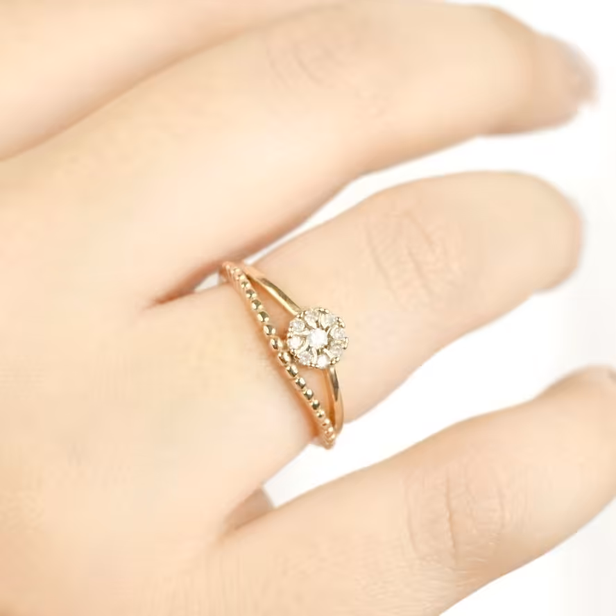 انگشتر دولاین ژوپینگ طرح گل سایز 8 کد 8088