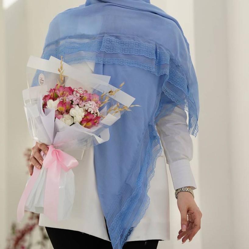 روسری تک رنگ دانتل