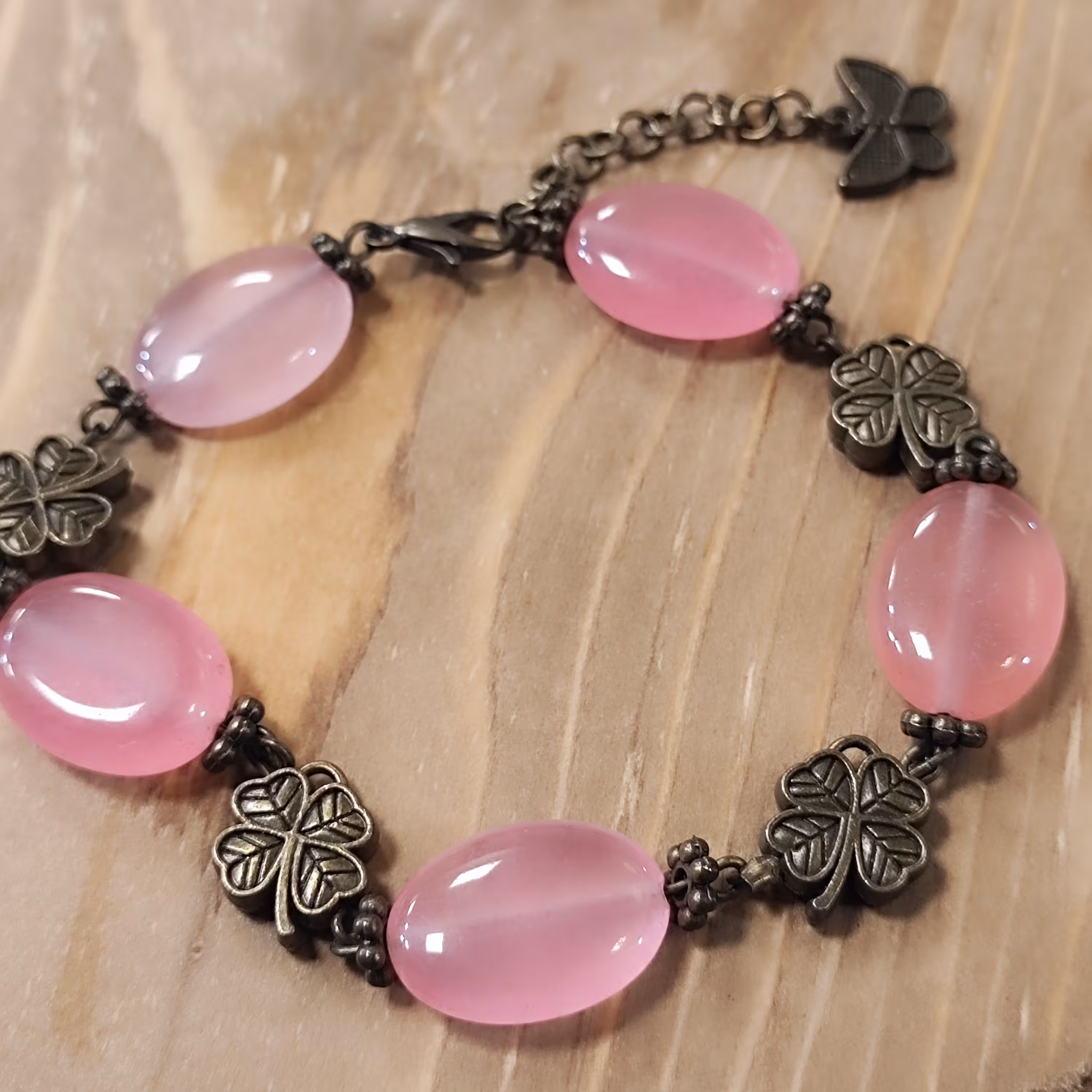 دستبند سنگ رز کوارتز 