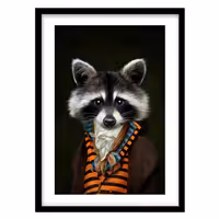 قیمت و خرید تابلو دکوراتیو مدل نقاشی سورئال و تلفیقی راکون کد 1914