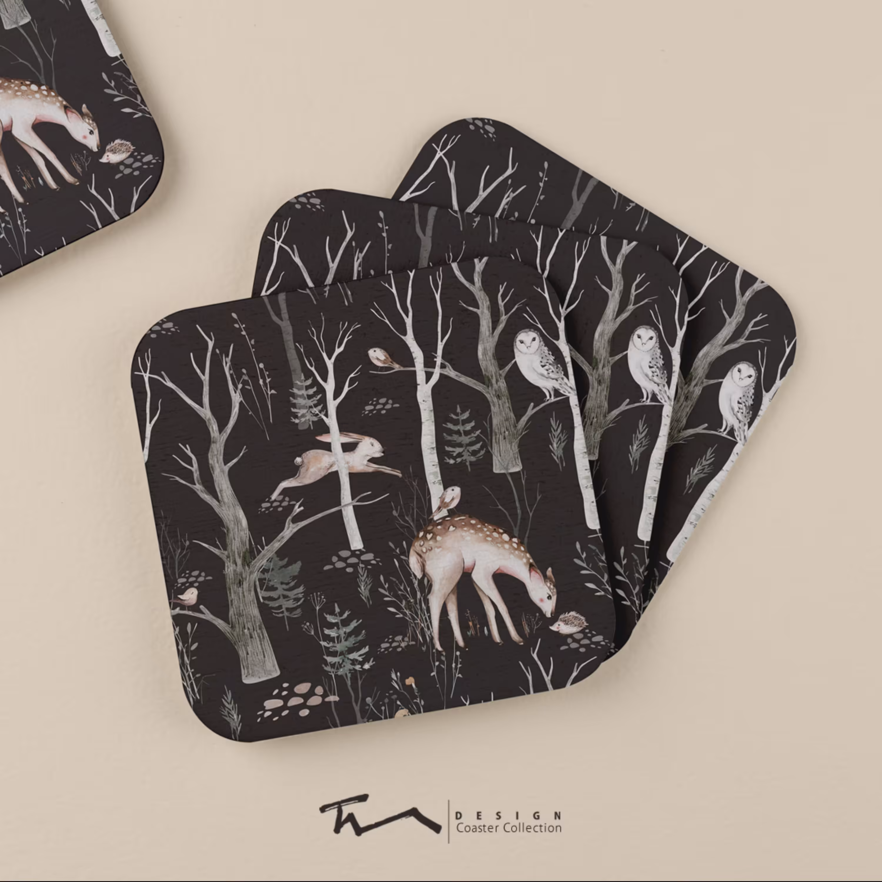 زیرلیوانی طرح دوستان جنگل 3 - جنس ام دی اف - مجموعه شش عددی