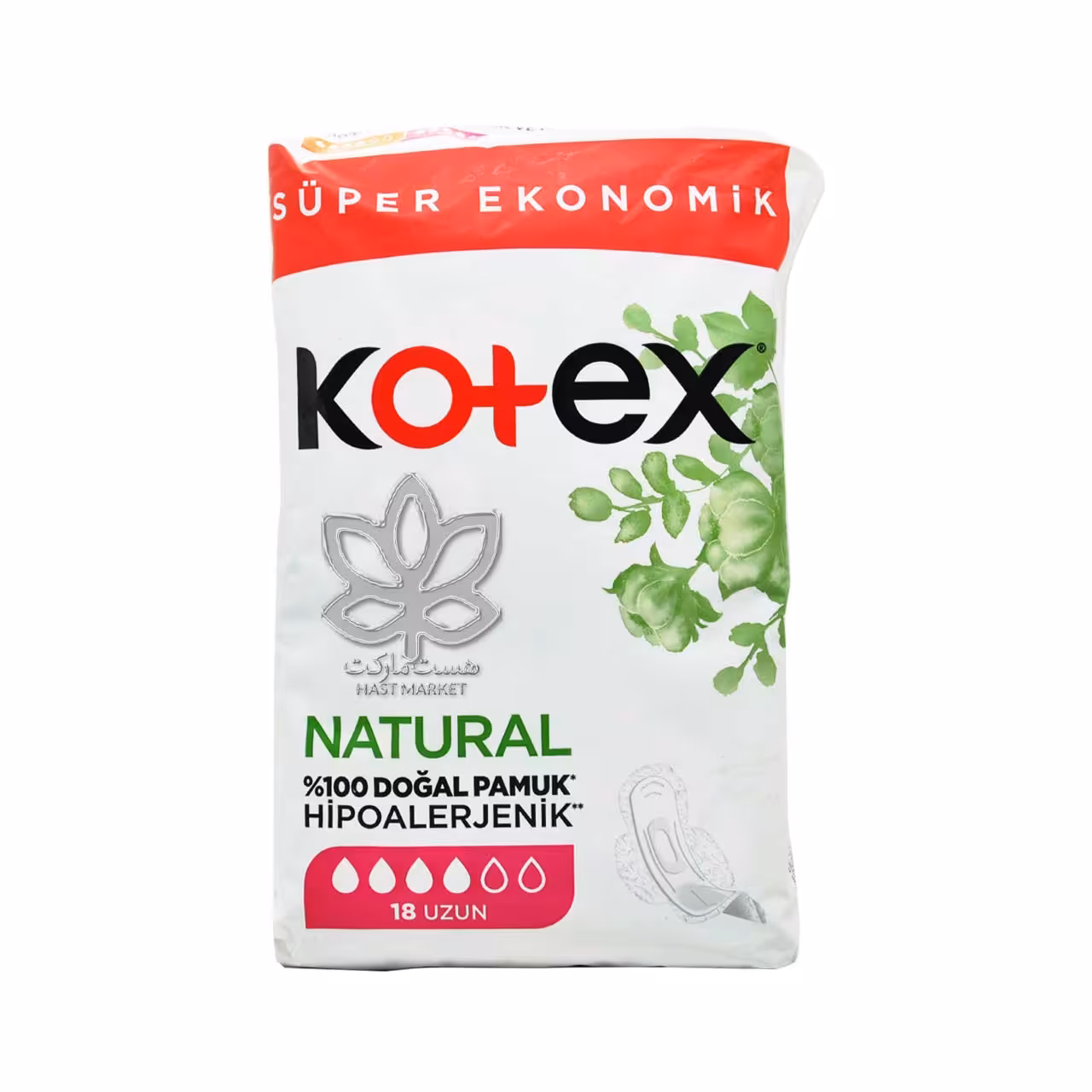 نوار بهداشتی نازک و بلند 18 عدد هایپو آلرژیک نچرال کوتکس - kotex