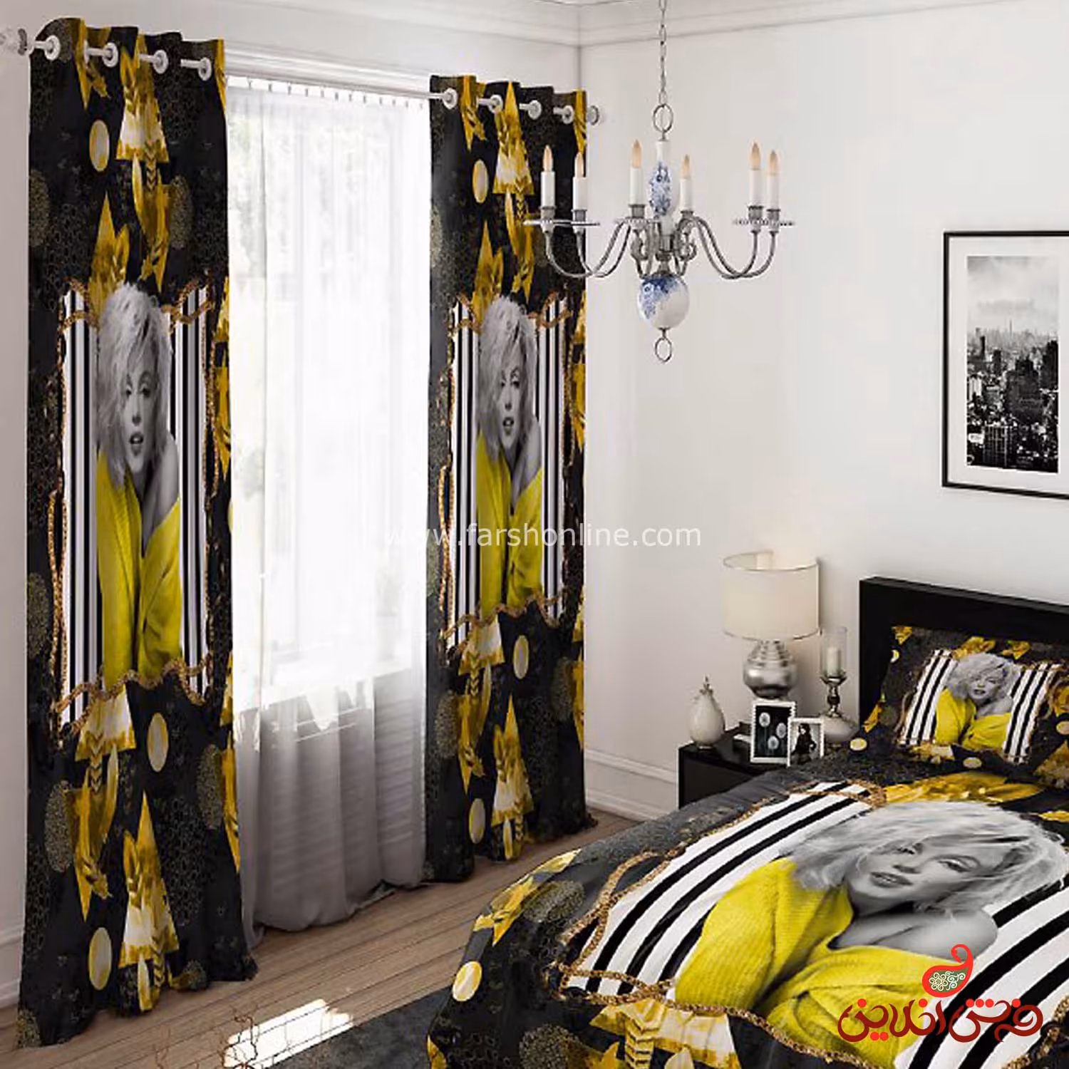 پرده 2 عددی کد 15321/1 طرح مریلین مونرو