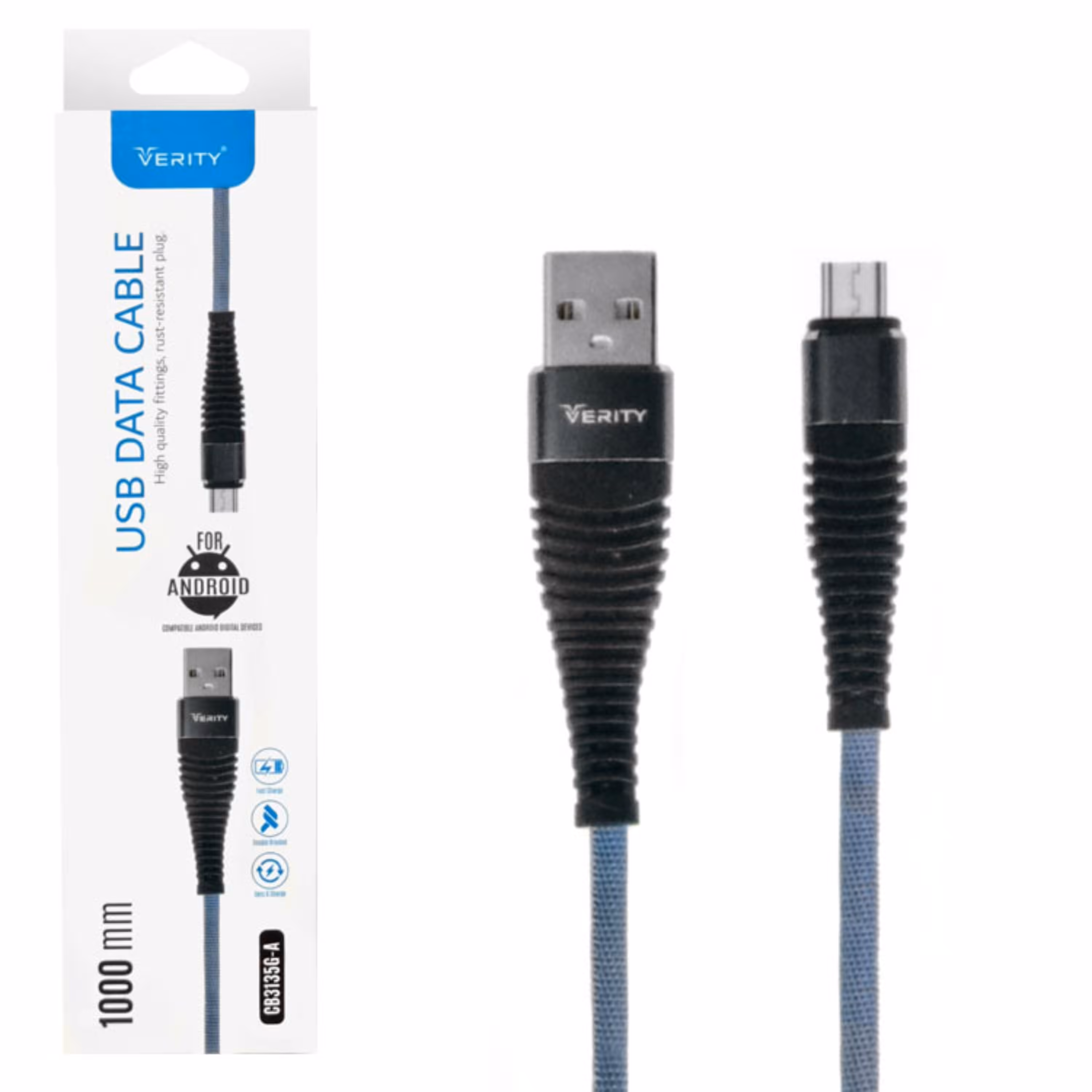 کابل دیتا و شارژ اندروید VERITY مدل CB3135 خاکستری