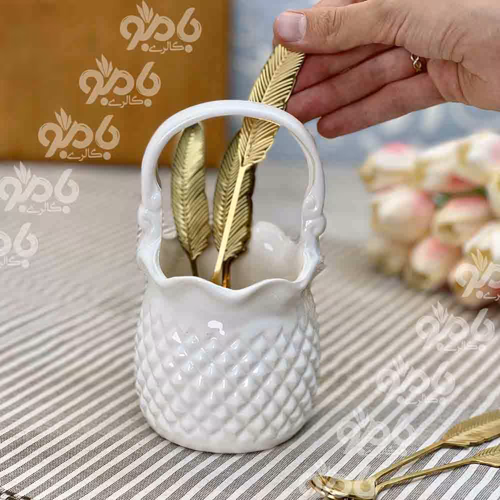 جاقاشقی سرامیکی سبدی سفید لب چین