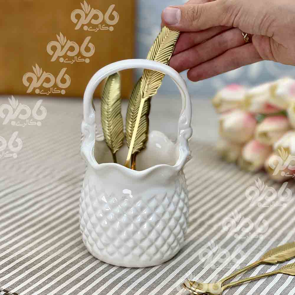 جاقاشقی سرامیکی سبدی سفید لب چین