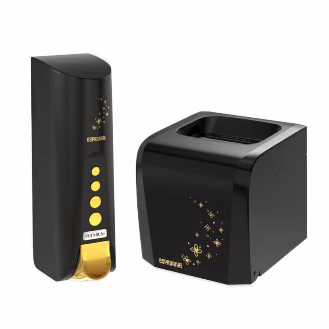 ست جادستمال و جامایع اسپادانا مدل دکورال رنگ مشکی طلایی