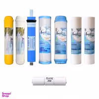 فیلتر دستگاه تصفیه کننده آب آکوا پیورست مدل AP-07 بسته 7 عددی + کپسول فاضلاب مدل FLOW 300