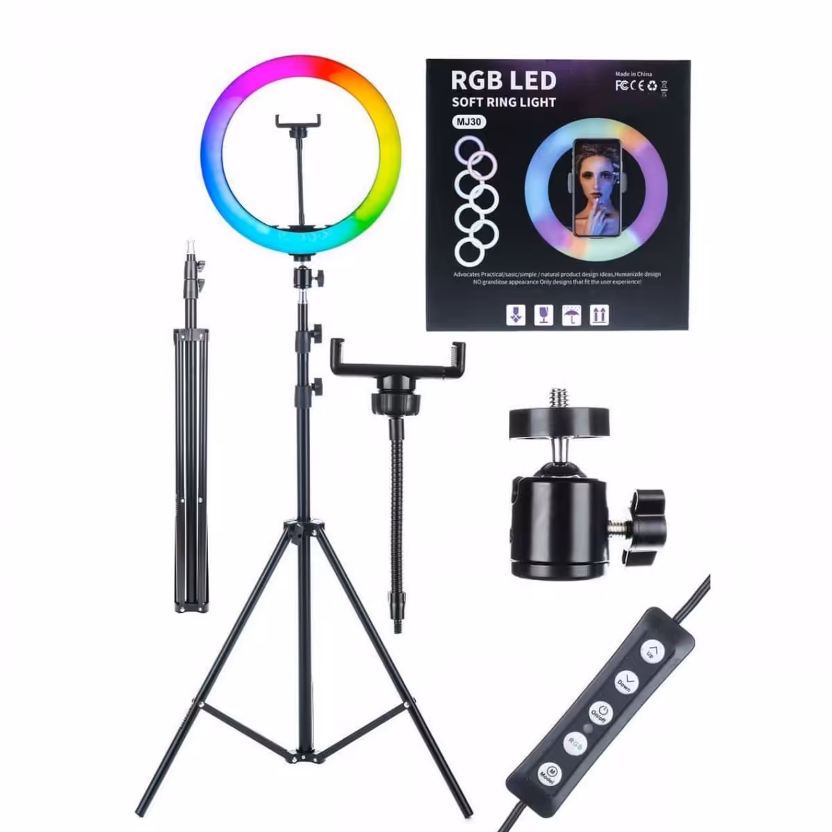 رینگ لایت رنگیmj30 rgbبا پایه بلند2متری