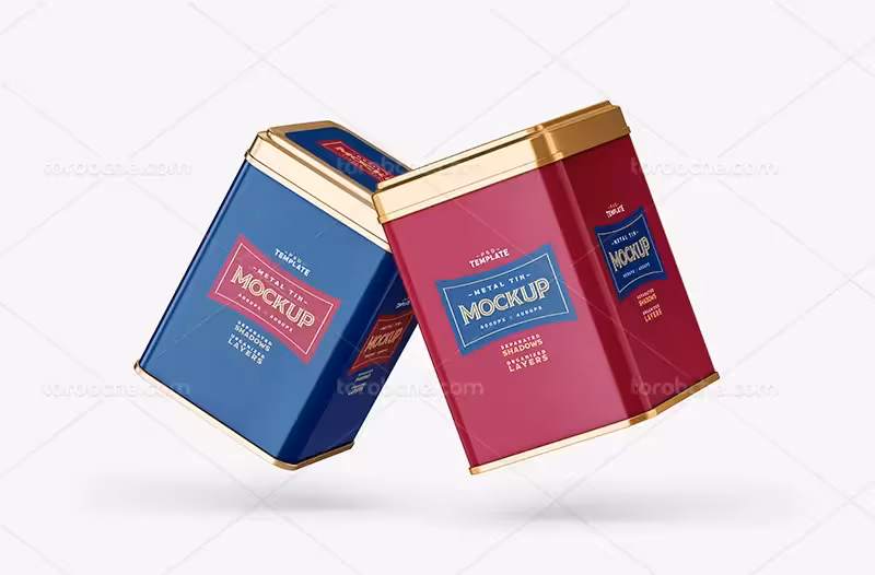 موکاپ قوطی فلزی لایه باز PSD | گرافیک با طعم تربچه
