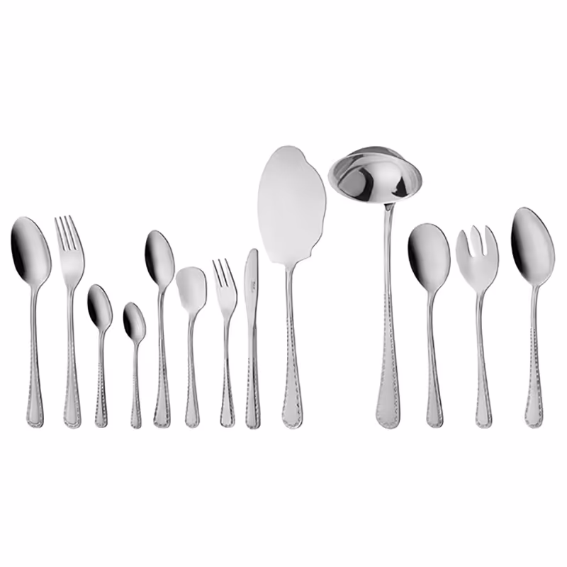 سرویس قاشق و چنگال 18 نفره ناب استیل طرح برلین استیل براق (116 پارچه)